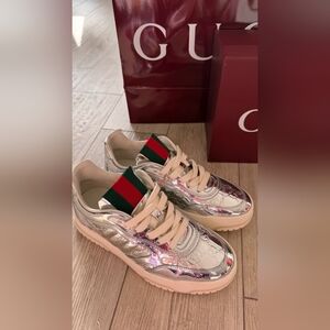 Gucci Re-Web Mirror Leather Low Sneakers